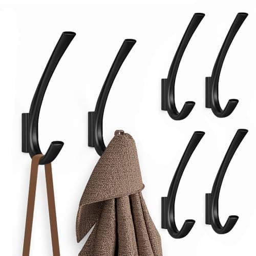 Heavy Duty Matte Black Towel Hooks, 4 Packs, 5.7 Inch Coat Hooks — Black