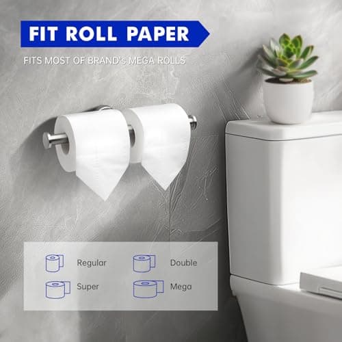 Double Roll Toilet Paper Holder, Brushed Nickel, 304 Stainless Steel for Commercial Restrooms