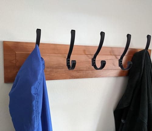 Heavy Duty Black Wall Hooks for Coats, Scarves, Bags, Towels (6 Pack)
