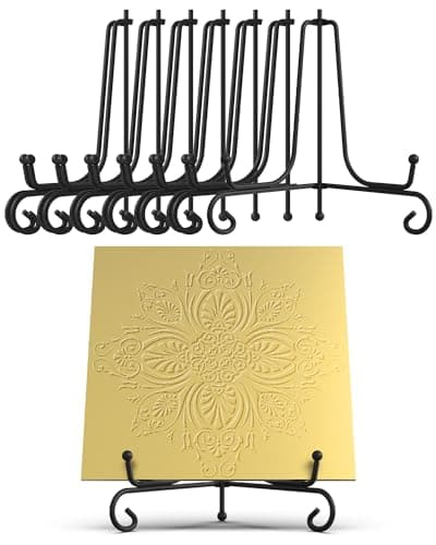 Lzerking 8-Pack 4-Inch Foldable Iron Picture Stand, Black Easel for Decorative Plates & Photo Frames