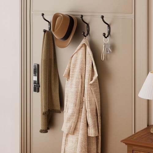 10-Pack Black Coat Hooks for Hanging Heavy Duty Items, Wall MountCloset Hooks for Towels, Clothes & Backpacks