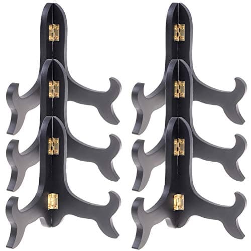 LOCOLO 6-Pack Black Wooden Picture Frame Holder Stand (5 Inch)