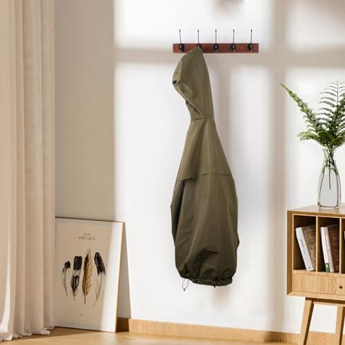 Rustic Large Wooden Wall Mount Coat Rack with 10 Hooks, Kruodop