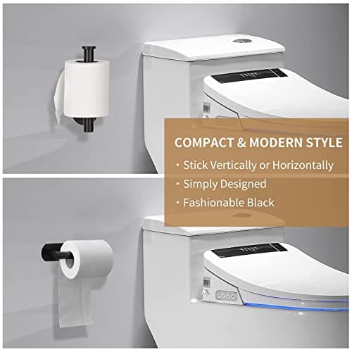 Black Wall-Mount Toilet Paper Holder: No Drilling Needed