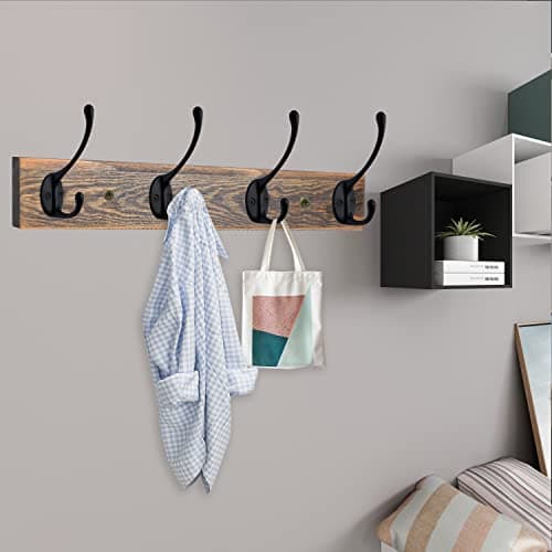 Wall Mounted Coat Rack with 8 Hooks for Coats, Scarves, Bags, and More