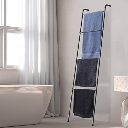 2-Pack Black Decorative Metal Towel Rack for Pool and Living Room Bathroom