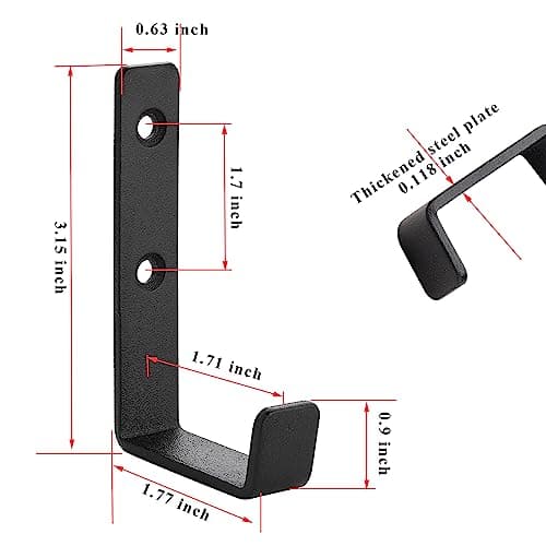 Heavy Duty Double Hole Wall Hooks - Extra Thick Pure Metal, Firm Installation, Coat & Key Hanger, Sand Black