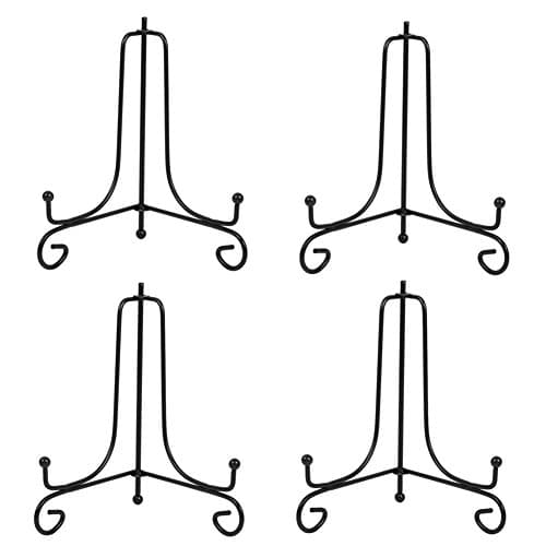 (4 Pack) Iron Display Stand for Picture Frames, Cookbooks, Decorative Plates, Tablets, and Art