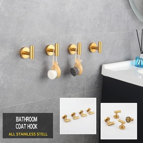 Modern SUS 304 Stainless Steel Bath Towel Hook AG1307B-LS — Gold