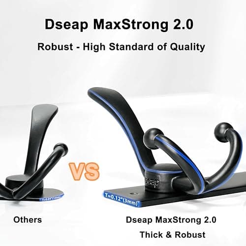 MaxStrong 2.0 Pro Heavy Duty Coat Rack | Wall Mount Entryway Hanger | Stainless Steel | Black