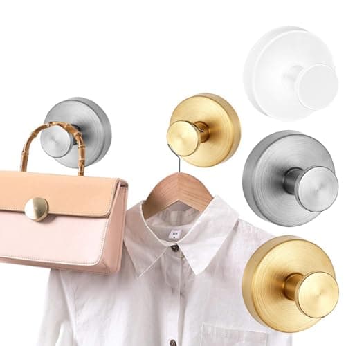 Stainless Steel Cup Towel Hooks, Wall Mount Robe Holder, Heavy Duty Waterproof (4, Black)