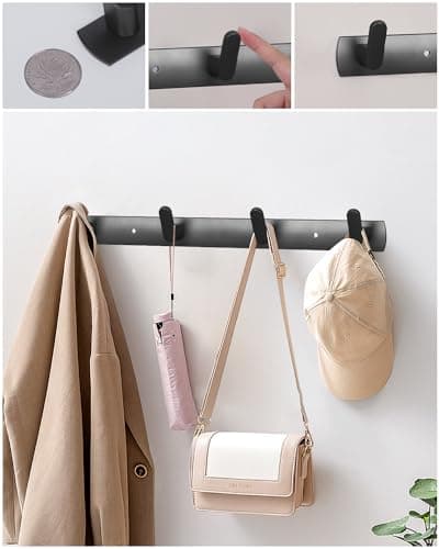 Multifunctional Robe Towel Hooks for Closets, Bathrooms, Hallways (Grey-4 Hooks)