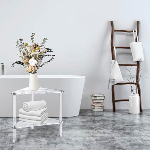Heavy Duty Acrylic Corner Shower Stool for Inside Showers - Waterproof & Non-Slip
