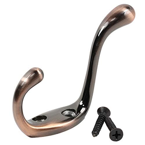 ROK Hardware 3-1/2" Black Heavy Duty Dual Coat Hook, 10 Pack — Brushed Antique Copper