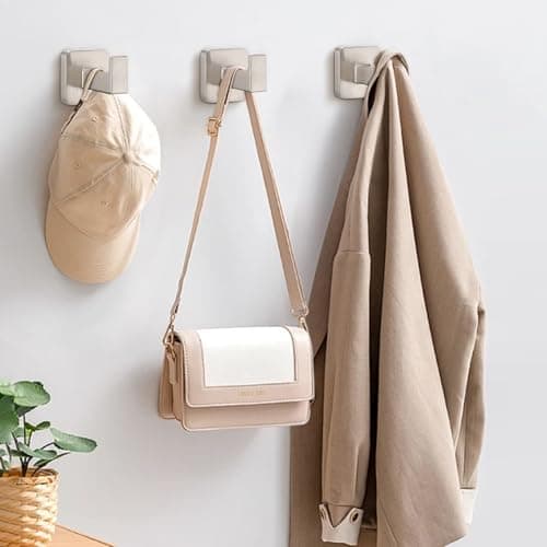 NearMoon SUS304 Stainless Steel Bath Towel Hooks - 3 Pack (Brushed Nickel)