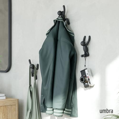 Umbra Buddy Wall Hooks – Decorative Hanging Hooks for Coats, Scarves & More, Set of 3, Black