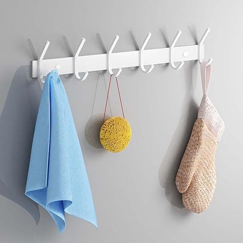 FANYITY 2 Pack White Wall Mount Coat Hook, 6 Dual Hooks for Entryway