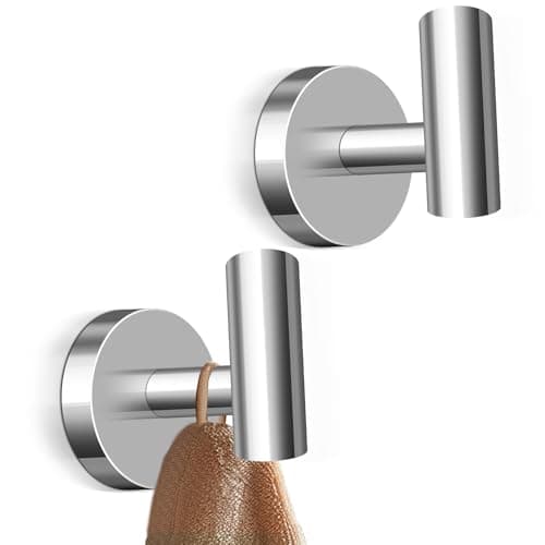 Black Matte Towel Hooks, Stainless Steel, 4 Packs Bathroom & Kitchen Wall Mount — 2pcs Chrome