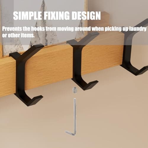 17" Wall Coat Rack with 5 Removable Hooks for Hats Keys Backpacks