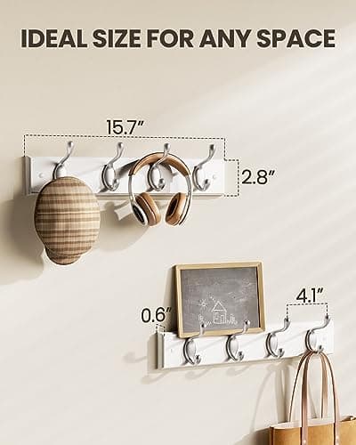 AMADA White Wall Mount Coat Rack 2 Pack