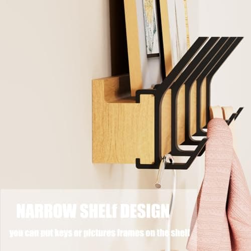 17" Wall Coat Rack with 5 Removable Hooks for Hats Keys Backpacks