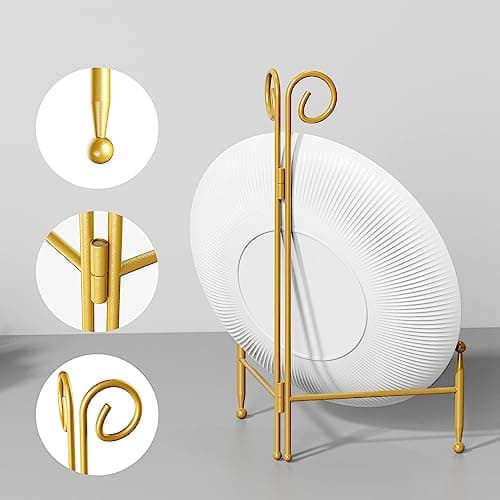 Svenjbb 6 Inch Gold Iron Easel Display Stand for Plates and Decor