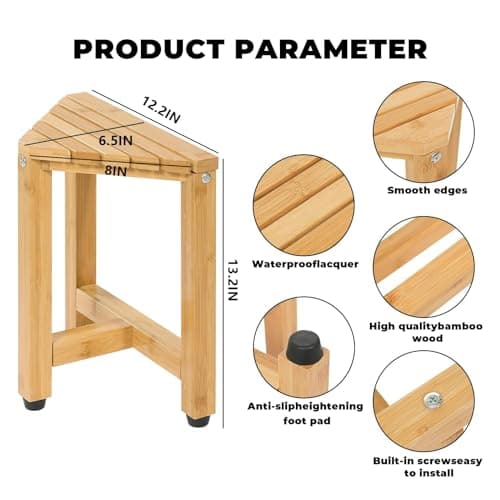 Triangle-Shaped 13.2 in Corner Shower Stool for Foot Rest and Shaving