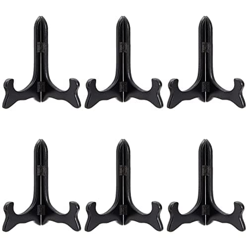 Juvale Black 6-Pack Small Wooden Plate Stands for Display and Arts
