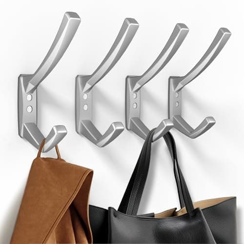 Heavy Duty Matte Towel Hooks, 5.7 Inch Coat Hooks (Silver, 4 Packs)