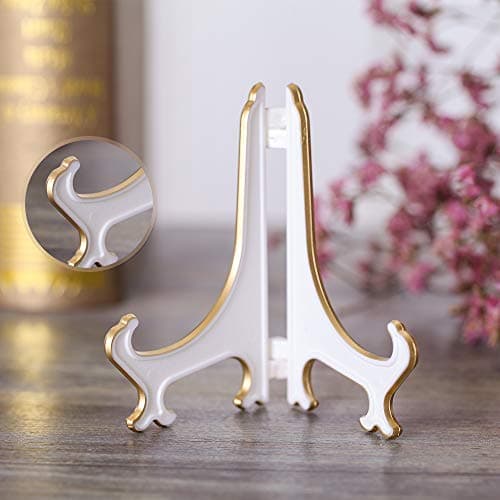 Artliving 4" White Gold Plastic Picture Frame Stand (2 Pack)