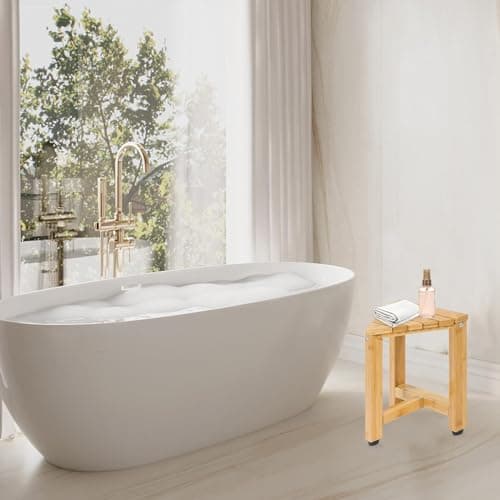 Triangle-Shaped 13.2 in Corner Shower Stool for Foot Rest and Shaving