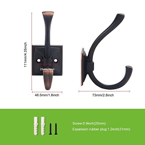 TUNNY Oil-Rubbed Bronze 5 Pack Antique Wall Hanging Coat Hook