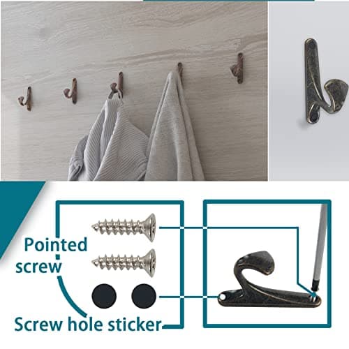 OLAYA 12 Pack Black Coffee Vintage Coat Hooks for Bathroom Kitchen