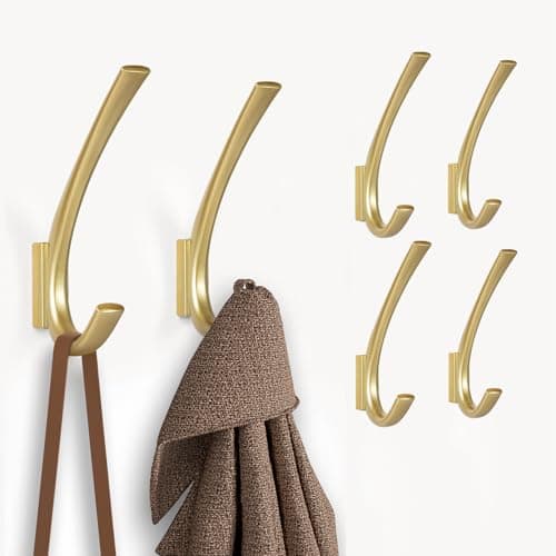 Heavy Duty Matte Black Towel Hooks, 4 Packs, 5.7 Inch Coat Hooks — Gold