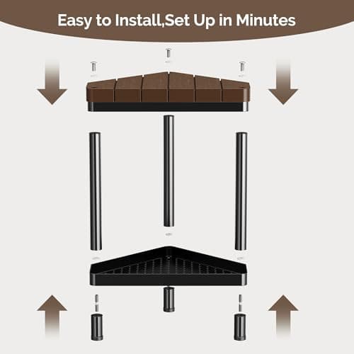 Orimade Rustproof Corner Shower Bench with Storage, Waterproof Leg Shaver Seat, Bronze