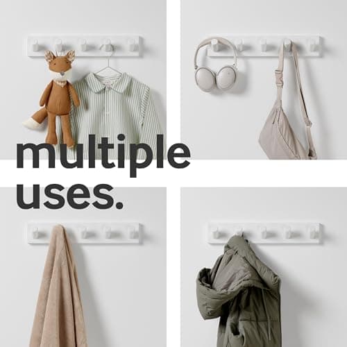 LARHN 2-Pack Wall Mounted Coat Rack with 5 Hooks - Modern Scandinavian Design