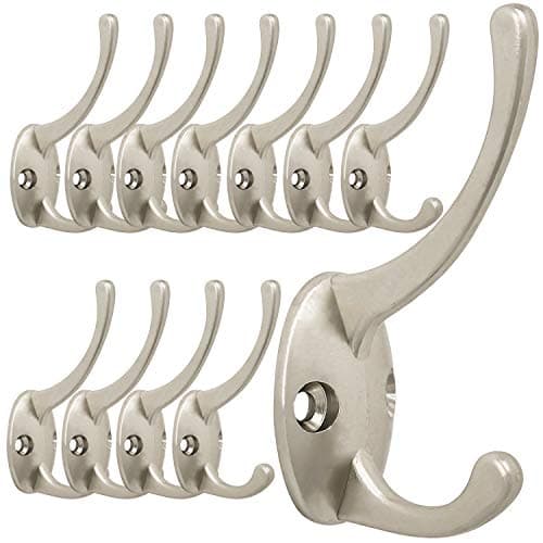Antique Brass Coat Hooks for Coat, Scarf, Bag, Towel, Key, Cap, Cup, Hat — Silver