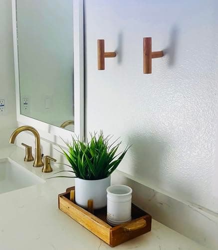 Sturdy Natural Oak Wooden Coat Hooks, Holds Up to 7lbs - Pack of 5