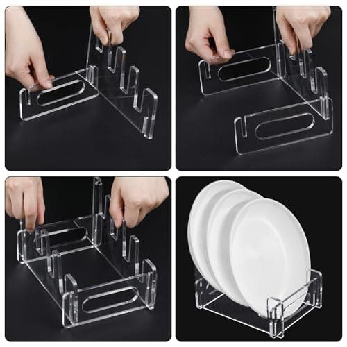 Wenqik 4 Pack Acrylic Plate Stands for Clear Dinnerware Display Home Organizer
