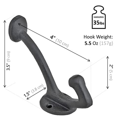 Ambipolar 5-Pack Black Iron Wall Hooks for Coats & More Black