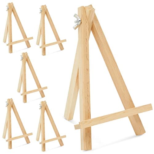 7-Inch Wooden Mini Easel with 6-Pack Stands & Place Card Holders for Table Art Display