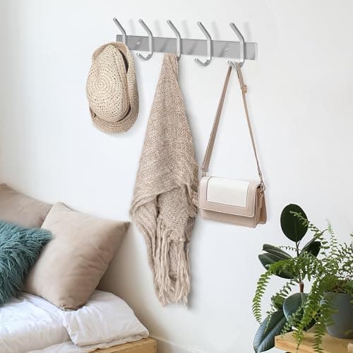 GlazieVault Stainless Steel Coat Rack (2 Pack) - Heavy Duty Hooks for Hats, Towels, Robes - Silver