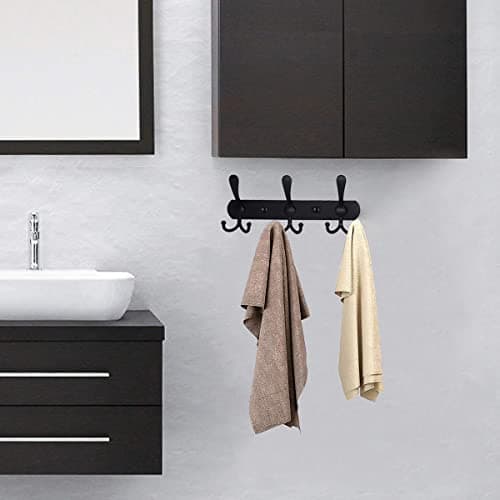 Stainless Steel Coat Rack, 3 Hooks for Mudroom, Entryway, Black (1 Pack)