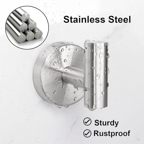 TocTen Brushed Nickel 5 Pack SUS 304 Stainless Steel Towel Hook for Bathroom Kitchen