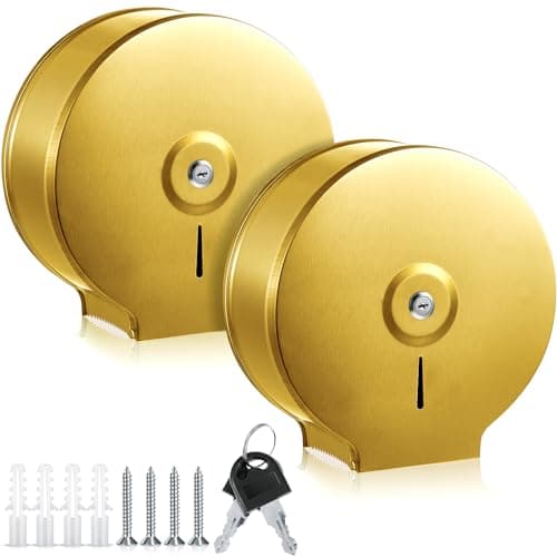 Mifoci Commercial Toilet Paper Holder, Stainless Steel, Silver, Fits 9" Rolls — Gold