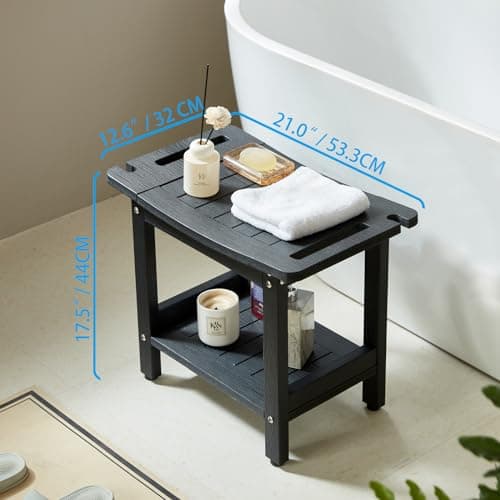 Poly Lumber Large Waterproof Shower Bench Seat, Black