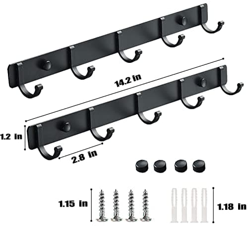 Wall-Mounted Coat Rack with 5 Hooks for Entryway - Storage Organizer