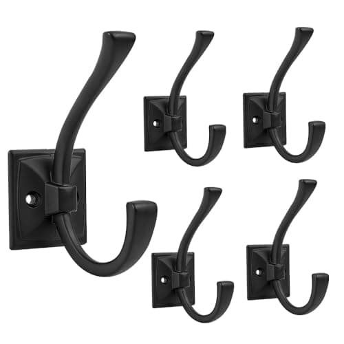 HARPOON Heavy Duty Wall Mount Hooks, Black - 10 Pcs Prong, 4 Screws — Black