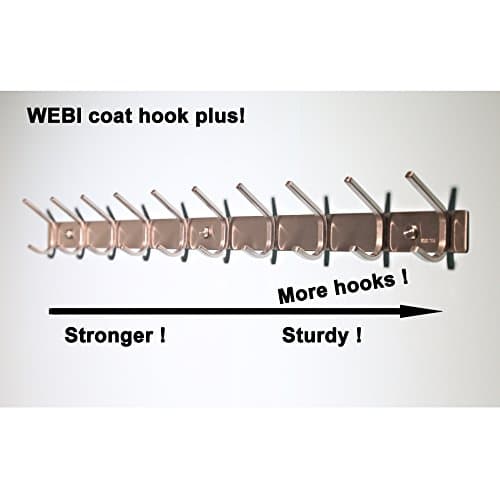 10-Coat Stainless Steel Wall Rack, Brushed Nickel Finish
