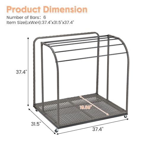 Outdoor Pool Towel Rack with Rattan Base & 5 Towel Bars